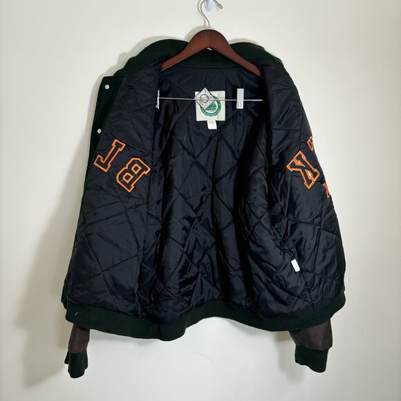 Vintage Chicago Black Sox Varsity Jacket Wool MLB Bomber White Mens XL 90s Green - Picture 2 of 9